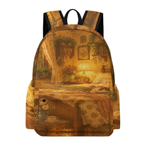 NIANHE Cozy Sunset Bedroom Printed Oxford Backpack, Large Capacity Laptop Backpack, Water Resistant, Travel Daypack for College Work Commuting Adults,
