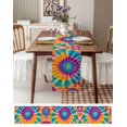 thumbnail image 3 of Boanket Colorful Tie-Dye Table Runner - 60 Inch Long, Kitchen Dining Table Runner Dresser Scarves, Ethnic Modern Abstract Watercolor Farmhouse Decor for Coffee Tables Wedding Party Banquet, 3 of 8