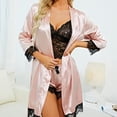 thumbnail image 4 of Conjunto de pijama de lencería con encaje Floral de satén para mujer, 4 piezas, con bata, Kimono, conjunto de lencería, pijama de satén, bata de encaje, sujetador Zhivalor 222940-2, 4 of 8