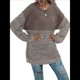 thumbnail image 2 of Suéter Holgado de Cuello Redondo para Mujer, de Otoño e Invierno, de Punto con Contraste de Colores. Caqui M, 2 of 7