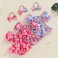 thumbnail image 2 of Newborn Baby Girls Summer Outfits Floral Daisy Romper Dress Ruffle Smocked Short Puff Sleeve Bodysuit Dress with Headband Set, 2 of 7