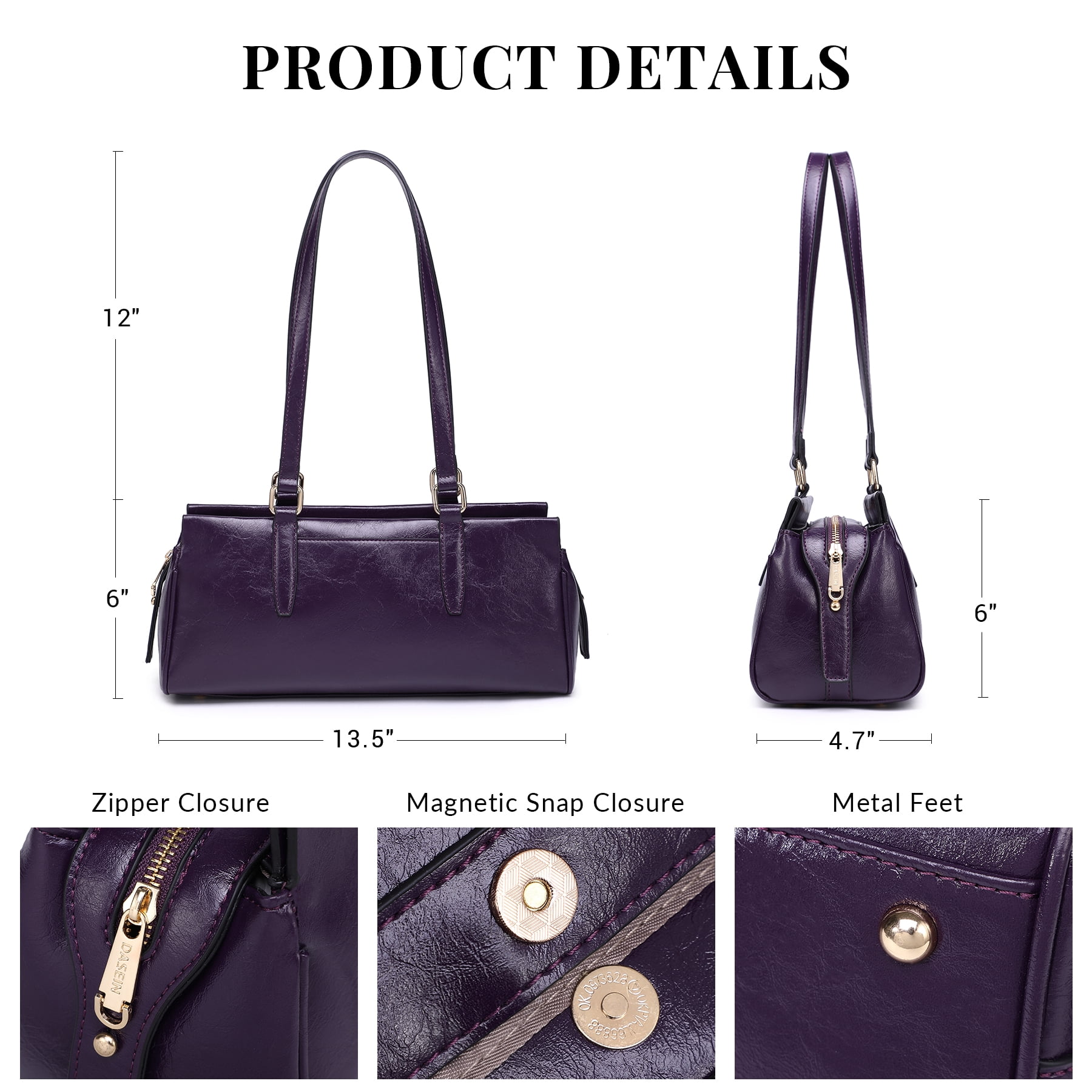 Dasein Hobo Bags for Women Soft Vegan Leather Shoulder Handbags Purses with 3 Compartments, Multi Pockets