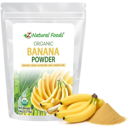 Z Natural Foods Organic Banana Powder, Fiber Supplement for Glowing Skin and Enhanced Immunity, Great in Juice, Smoothies, and Recipes, Non-GMO, Vegan, Gluten-Free, Kosher, 5 lbs
