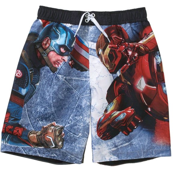 Marvel Avengers Captain America Iron Man Swim Trunks Boy Size 6/7