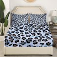 thumbnail image 4 of Blue Leopard Bedding Set Twin Size Teens Adult,Geometric Striped Bed Sheets Set,Abstract Pattern Flat Fitted Sheet,Aesthetic Art Top Sheet with 1 Pillowcase, 4 of 6