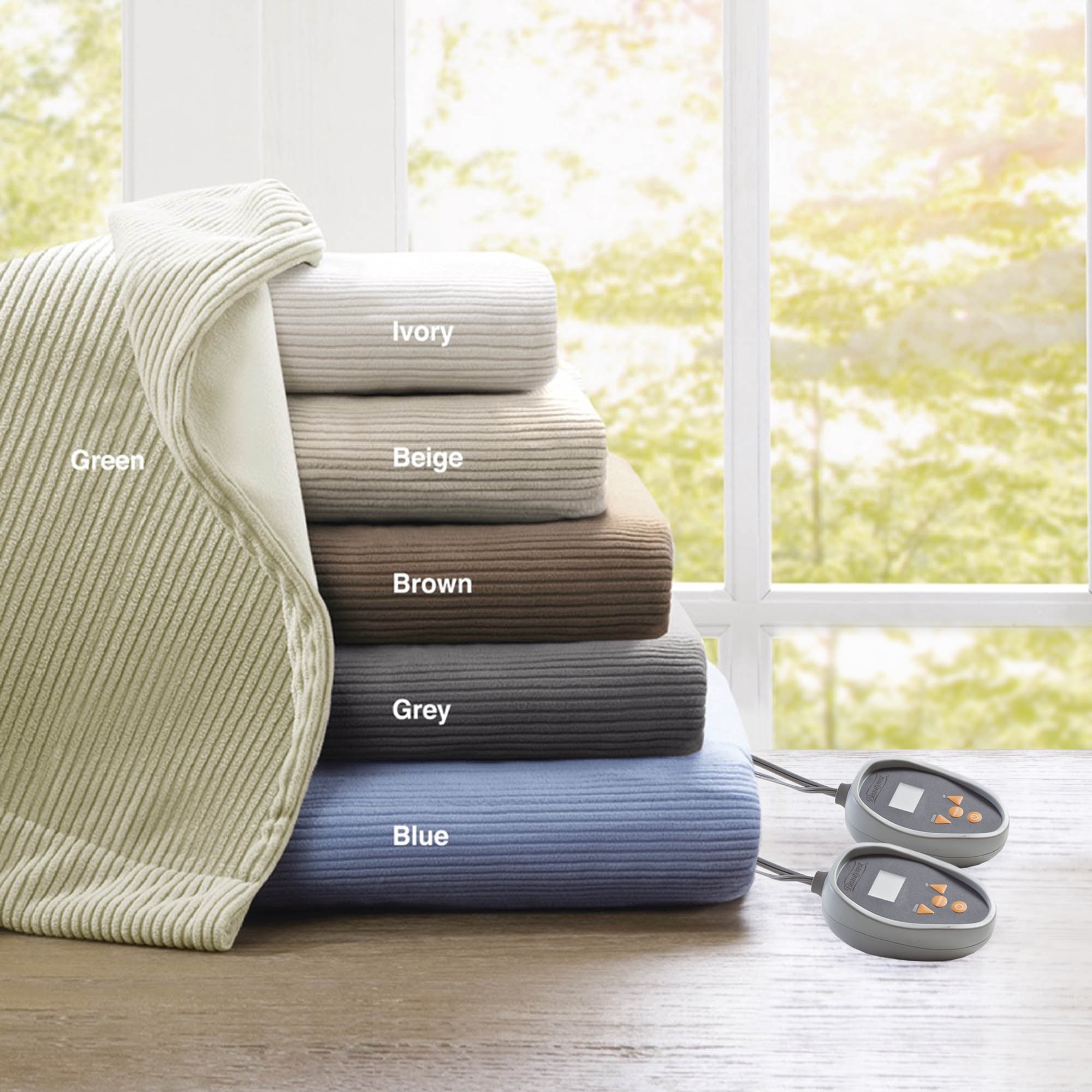 Beautyrest Electric Micro Fleece Heated Solid Blanket, Twin, Gray