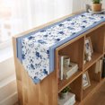 thumbnail image 4 of Navy Blue Floral Table Runner Linen Burlap Table Runner 72 Inches Long Vintage Flowers Plants Farmhouse Greek Key Dresser Scarves for Kitchen Island Coffee Dining Room Party Holiday Decor 14"x72", 4 of 8