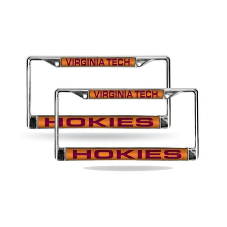Virginia Tech Hokies Metal - Virginia Tech Hokies Chrome Metal (2) Laser Cut License Plate Frame Set