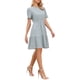 thumbnail image 4 of Vestido Mini de Capas Inspire Chic para Mujeres, Vestido Casual de Crochet de Manga Corta, L Azul Gris, 4 of 6