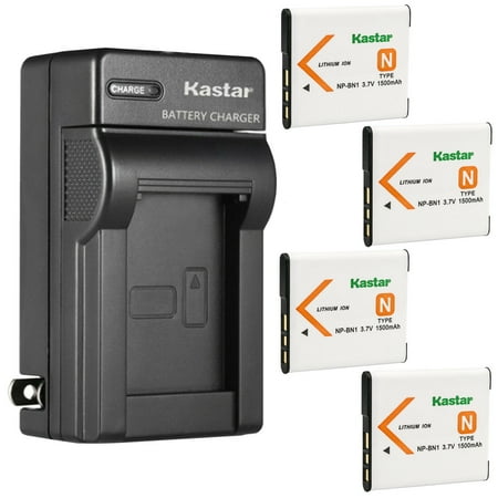 Kastar 4-Pack Battery and AC Wall Charger Replacement for Sony Cyber-shot DSC-W730  Cyber-shot DSC-W800  Cyber-shot DSC-W810  Cyber-shot DSC-W830  Cyber-shot DSC-WX5  Cyber-shot DSC-WX7 Cameras