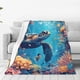 thumbnail image 1 of Balery Colorful Underwater Plant Turtle Manta de Felpa Suave y Acogedora – Cobija de Franela Aterciopelada para Cama, Lavable y Cálida para Sofá, Mascotas, Transpirable-50"x40", 1 of 7