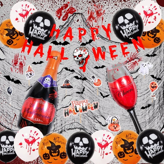 Halloween Party Decorative Balloon Set Ghost Festival Atmosphere Set Wine Glass Aluminum Balloon Halloween Balloon Set