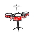 thumbnail image 2 of Batería para niños principiantes, juguete sensorial que toca el ritmo, juguete de simulación para niños 5 pads de batería rojos, 2 of 7