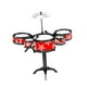 thumbnail image 2 of Batería para niños, batería de jazz para niños pequeños con baquetas y platillos, juguetes musicales para jugar 5 pads de batería rojos, 2 of 7