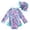 Purple, variant on lnmuld Girls Long Sleeve One Piece Swimsuit Floral Scale Print with Swim Cap Sun Beach Pool Swimwear Size:0-3 Months
