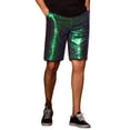 thumbnail image 5 of INSPIRE CHIC Men's Straight Leg Club Rave Party Metallic Sparkly Sequin Shorts 30 Green, 5 of 6