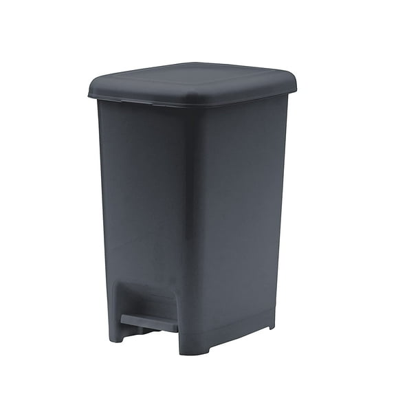 Superio Slim Step On Pedal Plastic Trash Can, Waste Bin - 64 Qt, Onyx Grey