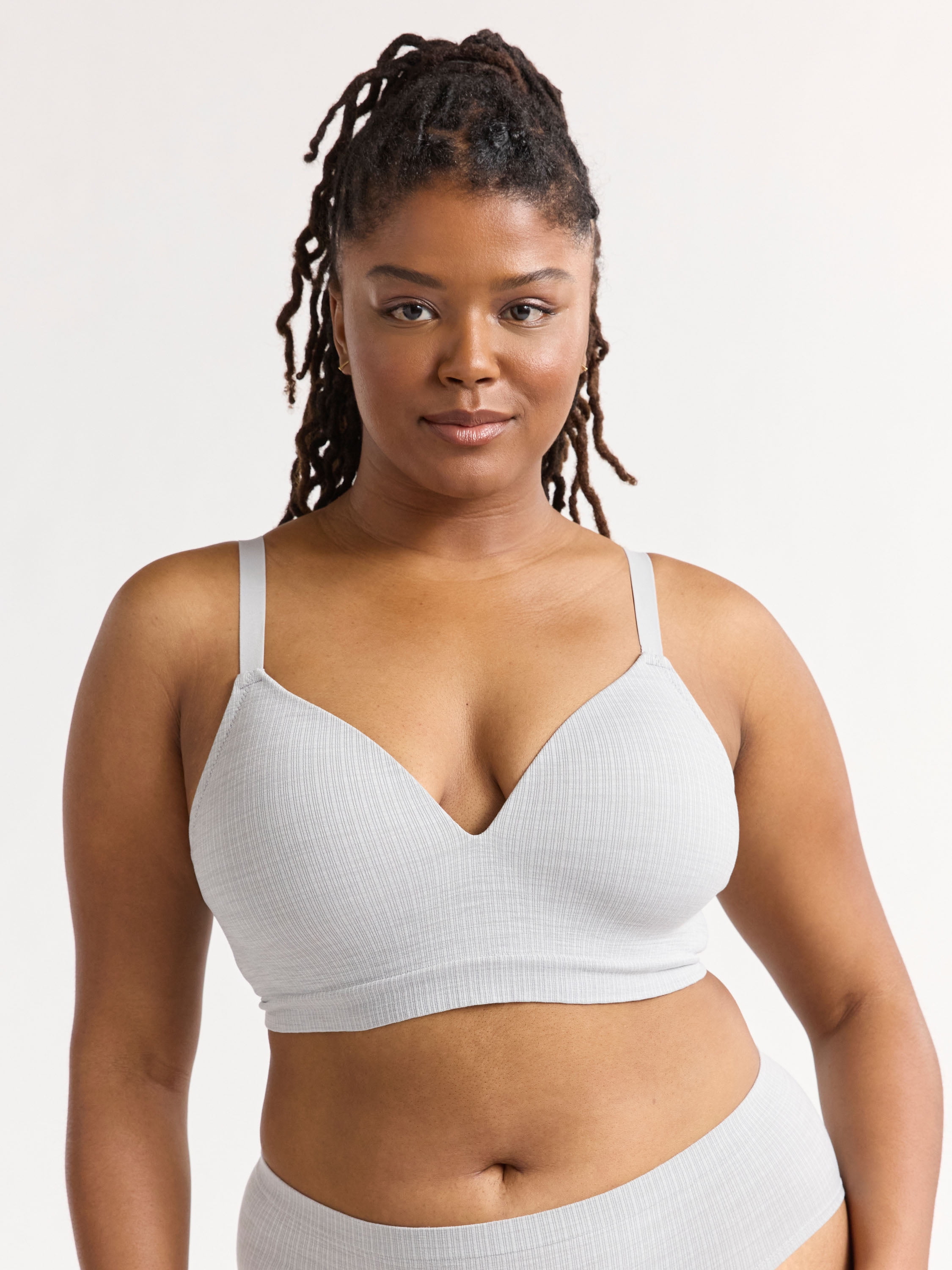 Joyspun Women's Wireless Seamless Matte Mini Rib Bra, Sizes XS-3XL