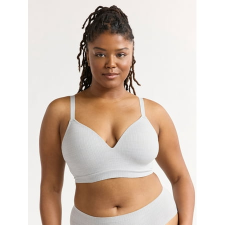 Joyspun Women s Wireless Seamless Matte Mini Rib Bra  Sizes XS-3XL