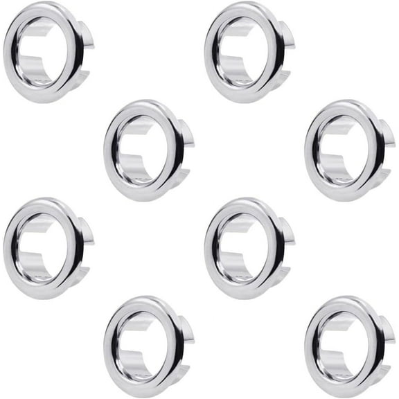 Sink Overflow Cover,YuCool 8 Pack Bathroom Sink Overflow Ring Brushed Nickel Bathroom Kitchen Sink Basin Trim Overflow Cover Hole Insert Cap