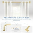 thumbnail image 3 of Gold Wrap Around Curtain Rods 72 to 144":Blackout Heavy Duty Adjustable Long Window Curtain Rod Room Darkening,Modern Industrial Curved French Return Metal Drapery Rods Easy Install,Brass Gold, 3 of 5