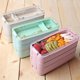 thumbnail image 5 of Caja de almuerzo simple, respetuoso con el medio ambiente, paja de trigo, Bento para el estuche de 3 capas con, verde Feliz Sencillez, 5 of 5