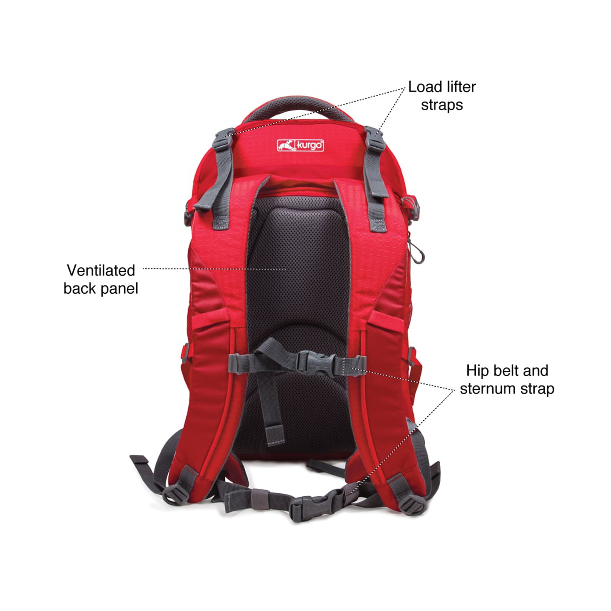 Kurgo G-Train Dog Carrier Backpack for Small Pets Cat & Dog Backpack for Hiking, Camping or Travel Chest Straps & Hip Belt Reflective Two Water Bottle Sleeves Chili Red