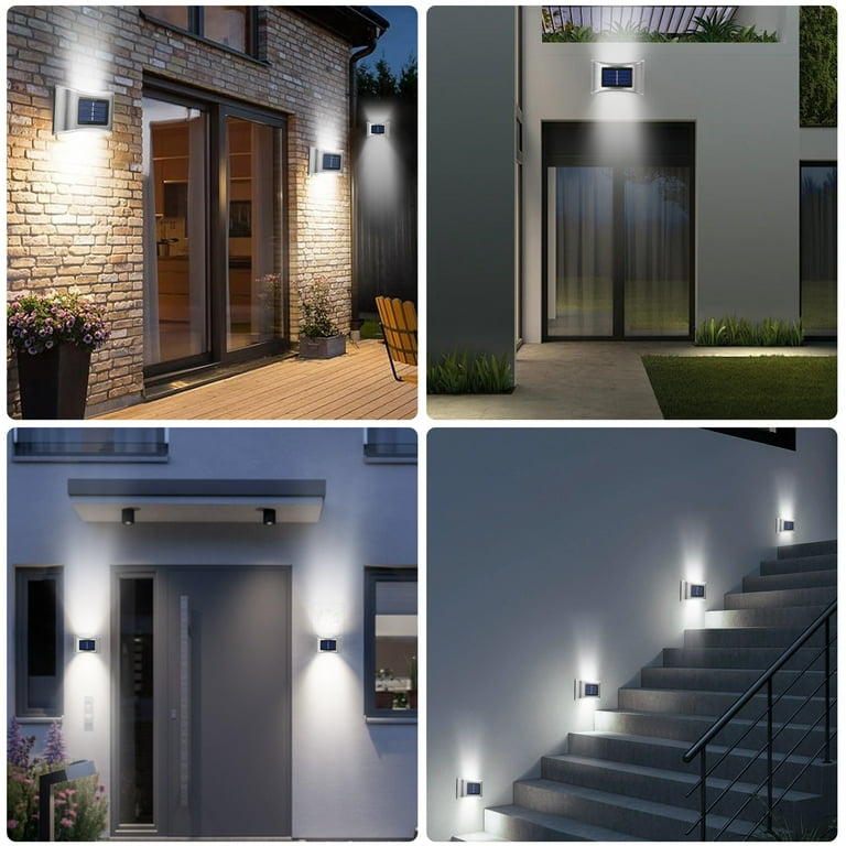 EEEKit 4Pcs Led Solar Deck Lights, Fence Post Solar Lights for Patio Pool Stairs Step and Pathway, Weatherproof LED Deck Lights Auto On/Off Solar Powered Outdoor Lights - White/Warm White EEEKit 4Pcs Led Solar Deck Lights, Fence Post Solar Lights for Patio Pool Stairs Step and Pathway, Weatherproof LED Deck Lights Auto On/Off Solar Powered Outdoor Lights - White/Warm White