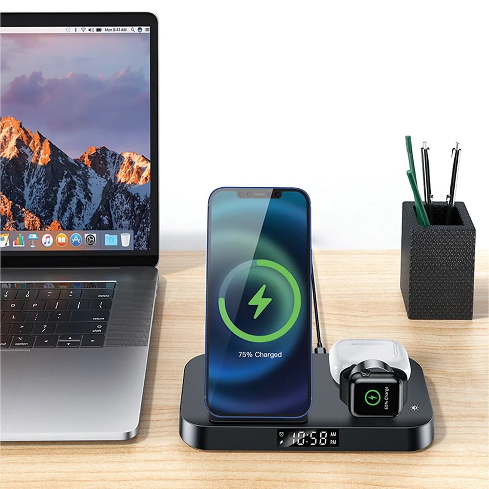 4 in 1 Wireless Charging Folding Alarm Clock