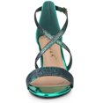 thumbnail image 2 of Sandalias De Tacón Cuadrado Correa Cruzada Con Purpurina Para Mujeres Verde 37 Allegra K, 2 of 6