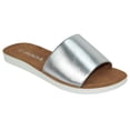 thumbnail image 1 of Soda Shoes Women Flip Flops Basic Plain Slippers Slip On Sandals Slides Casual Peep Toe Beach EFRON-S Silver 6, 1 of 2