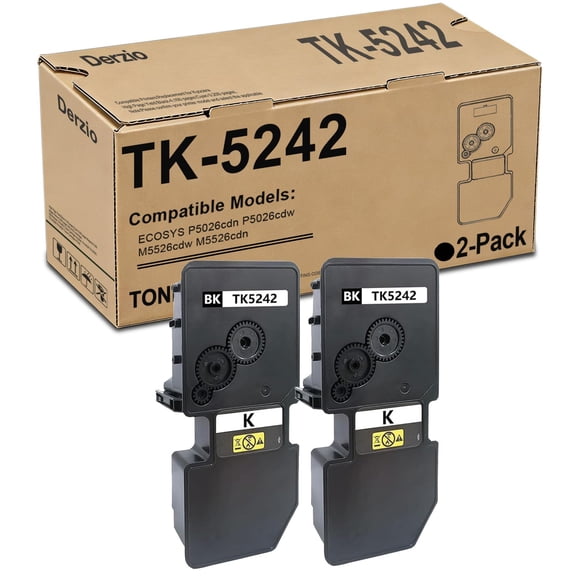 Cartucho de tóner Derzio TK-5242 negro compatible, paquete de 2