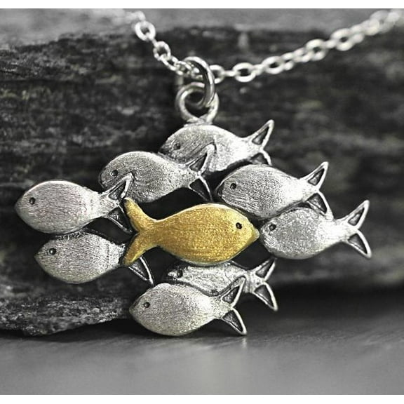 Swim Against The Current Necklace, Inspirational Hope Encouragement Spiritual Necklaces Adjustable Fish Chain Spiritual Faith Jewelry for Women Men