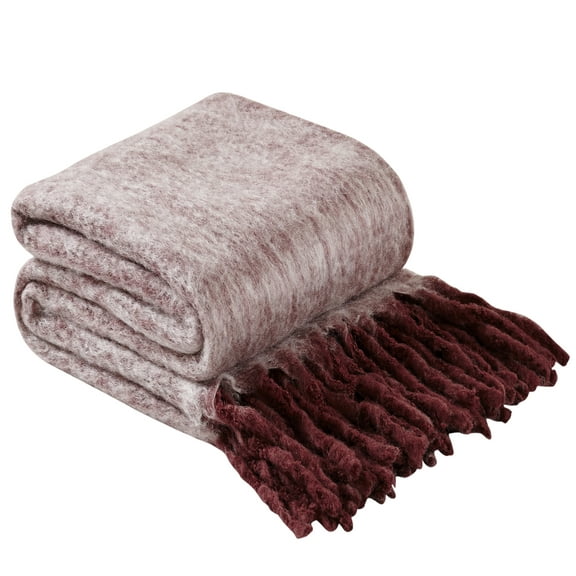 Peppermint Home Solid Mohair Throw Blanket, 50"x 70", Burgundy
