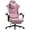 Pink, variant on Dowinx Gaming Chair with Heated Massage Lumbar Support,Big and Tall Fabric Gaming Chairs for Adults with Footrest, Ergonomic Computer Game Chair with Poket Spring Cushions, 350lbs, Pink
