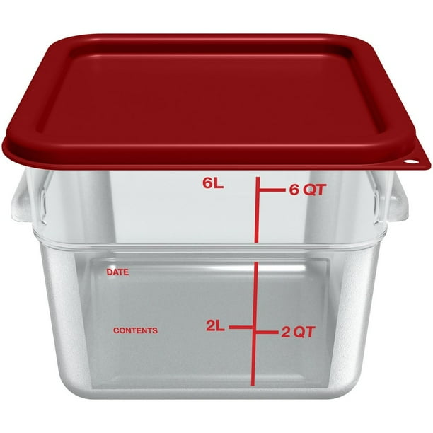 Squares Polycarbonate Food Storage Container, 6 qt, 8.75 x 8.75 x 7.31, Clear, Plastic Squares Polycarbonate Food Storage Container, 6 qt, 8.75 x 8.75 x 7.31, Clear, Plastic