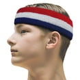 thumbnail image 2 of Couver Triple Color White Striped Sports Head Sweatband Blue White Red 3 Pack, 2 of 7