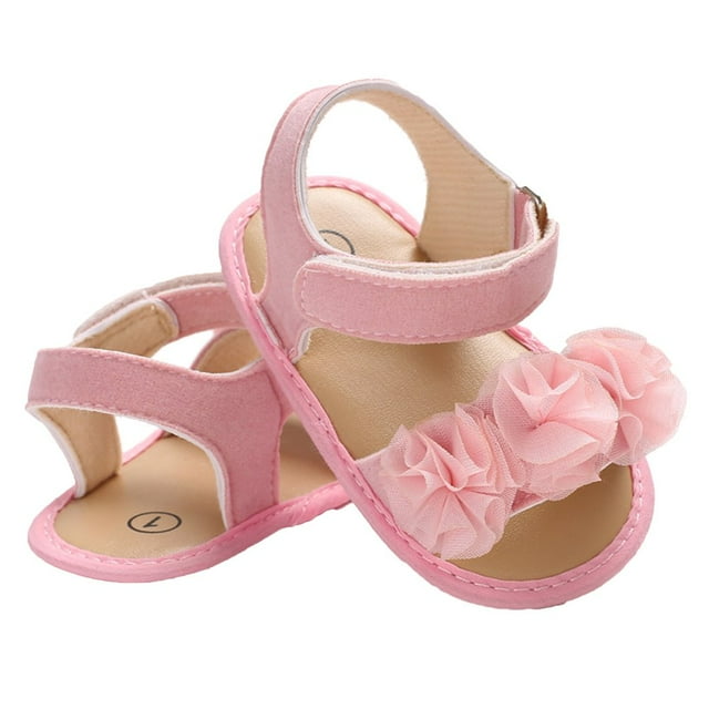 Baby Girls Anti-Slip Flower Shoes First Walker Shoes Party Dress Flat