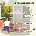 thumbnail image 4 of Qaba Kids Picnic Table, Wooden Outdoor Table and Bench Set w/ Umbrella Pink, 4 of 10