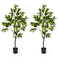 thumbnail image 1 of Costway 2 PCS 4 FT Tall Artificial Lemon Tree with Lemon Fruits, Cement Pot for Porch, Office, 1 of 10