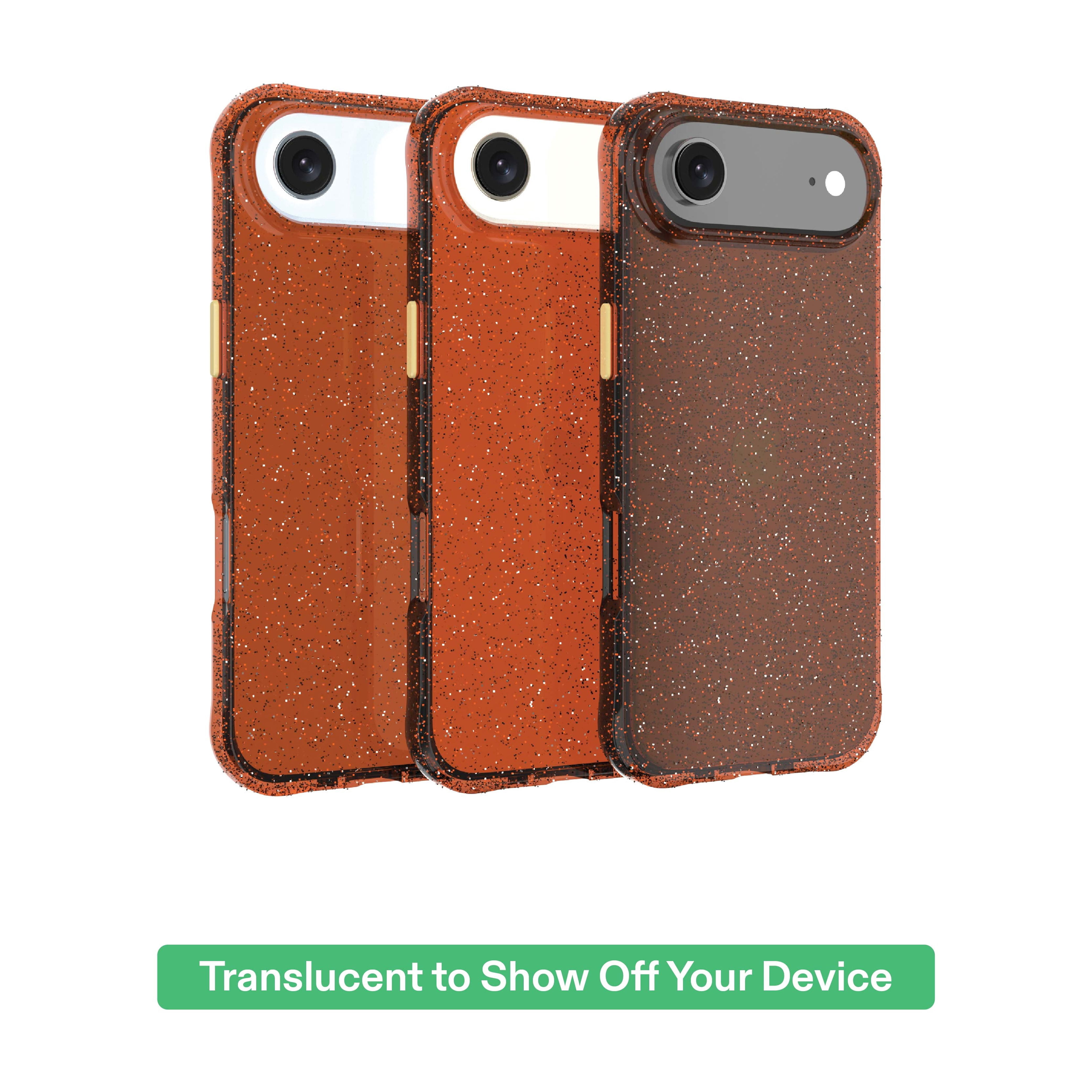 onn Sparkle Phone Case for iPhone Air - Orange with Gold Glitter