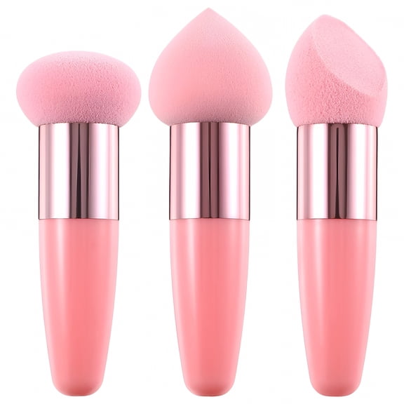 RAGUPEL 3 Pcs Foundation Makeup Sponges with Handle, Flawless Beauty Blender & Cosmetic Puffs