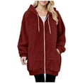 thumbnail image 2 of Atogsazn Womens Sherpa Winter Jacket Casual Full Zip Long Sleeve Hooded Coat Fuzzy Fleece Warm Clothing with Pocket Wine M Fashion, 2 of 5