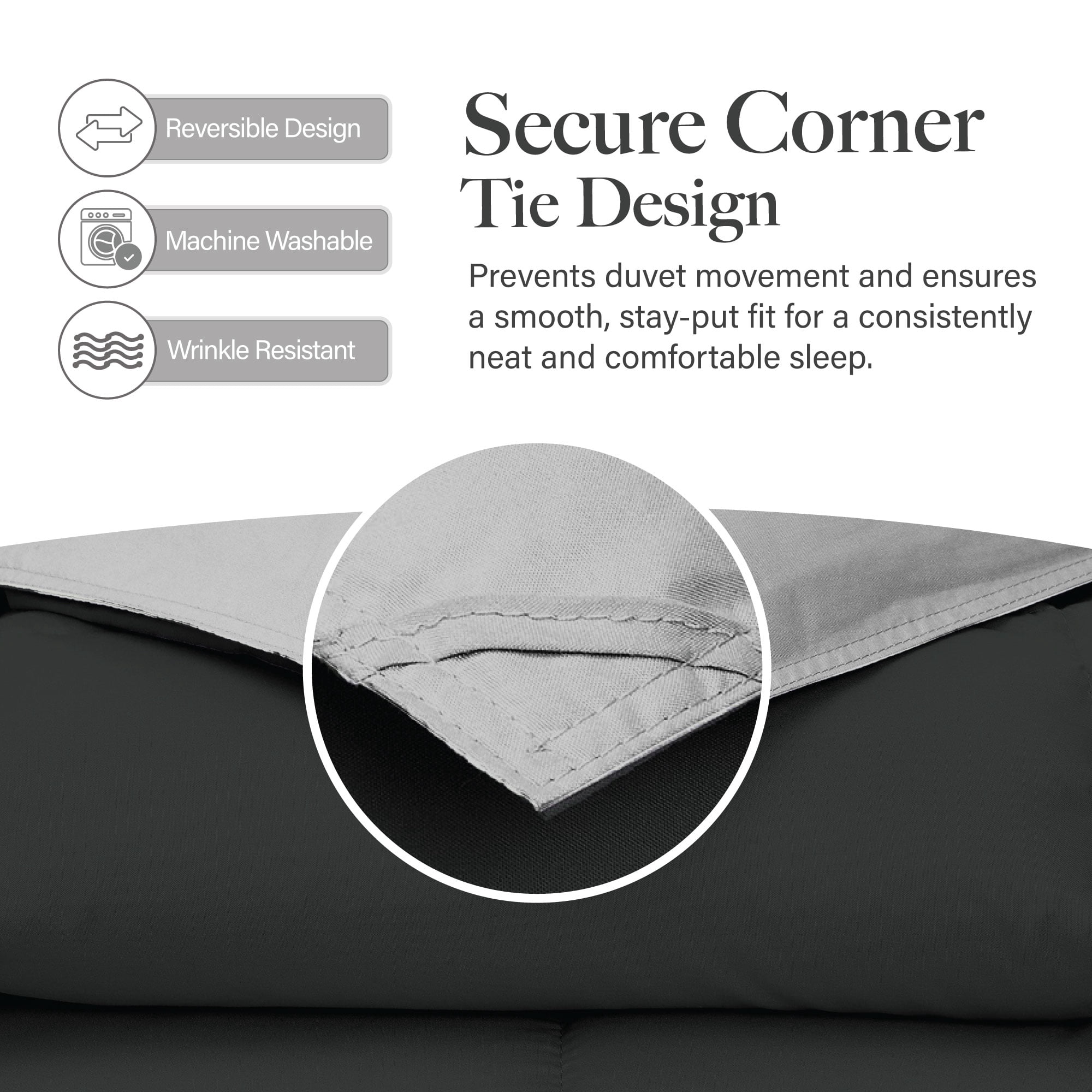 Modern Threads Reversible Anthracite & Silver All-Season Down Alternative Adult Bed Comforter, King