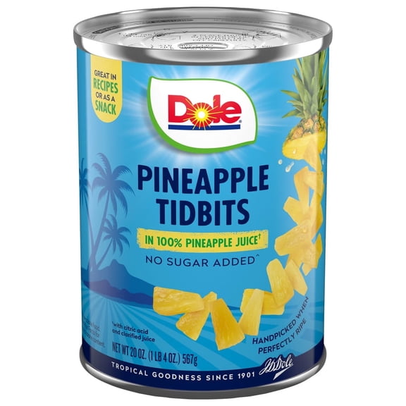 Pineapple Tidbits in 100% Fruit Juice, 20 oz Can