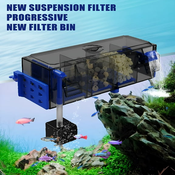 HIBIBUD Fish Tank Filter Quiet Operation Aquarium Filter for 50L/90L Fish Tanks Multi-Layer Aquatic Filtration System with Waterfall Oxygenation