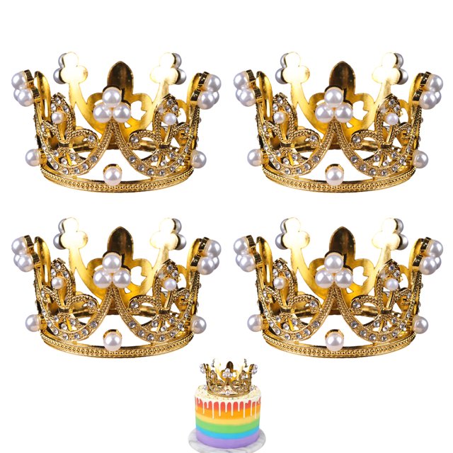 Decoración de pastel de corona Pearl Crown decoración de pastel de cumpleaños plug in
