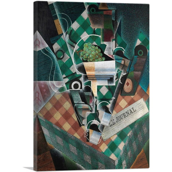 ARTCANVAS Still Life With Checkered Tablecloth 1915 Canvas Art Print by Juan Gris - Size: 26" x 18" (0.75" Deep)