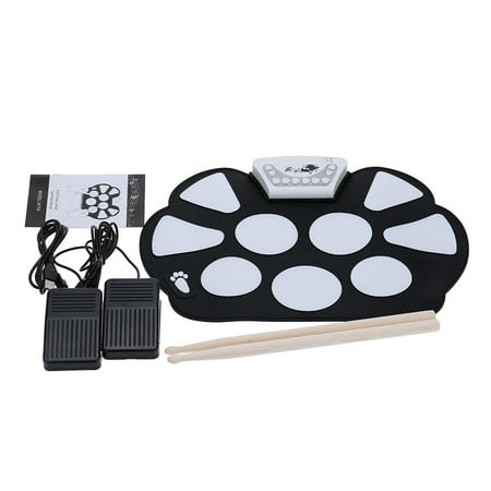 Portable Electronic Roll up Drum Pad Kit Silicon Foldable with (Best Electronic Drum Kit For The Money)