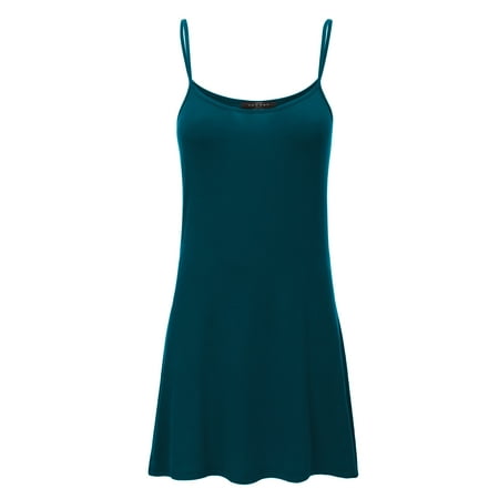 - Made By Johnny MBJ WDR1111 Womens Solid Basic Spaghetti Strap Tunic Top XL Teal